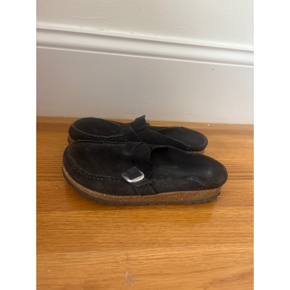 Birkenstock Buckley Black Suede Clog Mules Moccasin Buckle 36 L5 230